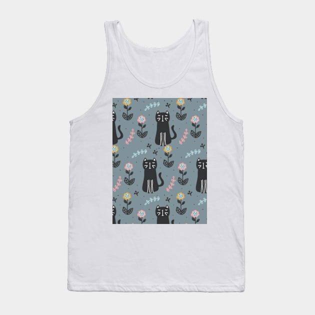 Cute black cat pattern Tank Top by M.G Design 